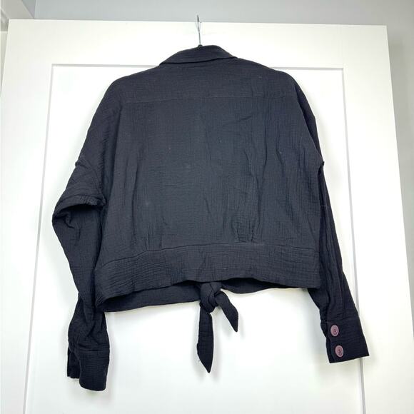 Free People Sunstreaks Tie Front Button Down Long Sleeve Blouse Size Medium - Picture 5 of 11